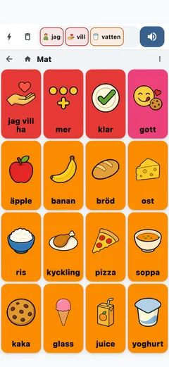 Tavlan Mat på en telefon, med en mening i meningsfältet