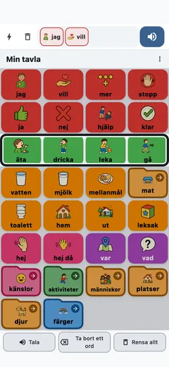 Kontaktskanning på en telefon: en rad knappar är markerad